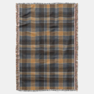 Modern Smokey Amber Tartan Plaid Throw Blanket