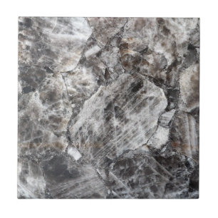 Modern Smokey Quartz Crystal Gemstone Print Ceramic Tile