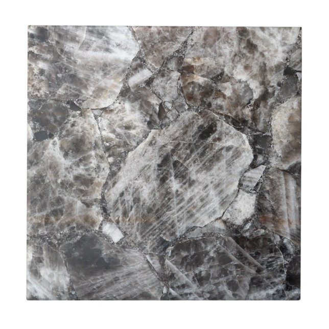 Modern Smokey Quartz Crystal Gemstone Print Ceramic Tile (Front)