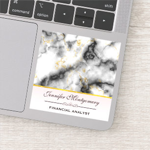 Modern Smoky Grey Marble with Gold Ribbon