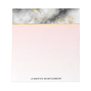 Modern Smoky Grey Marble with Gold Ribbon Notepad
