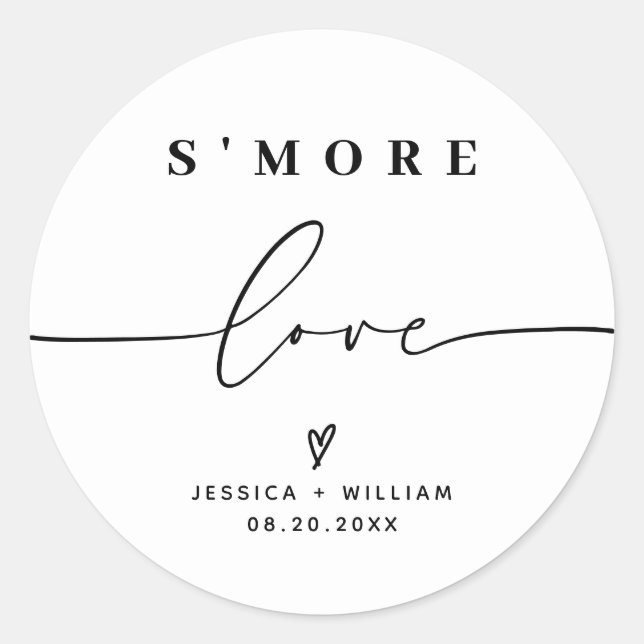 Modern S'mores Wedding Party Favour Kit Classic Ro Classic Round Sticker (Front)