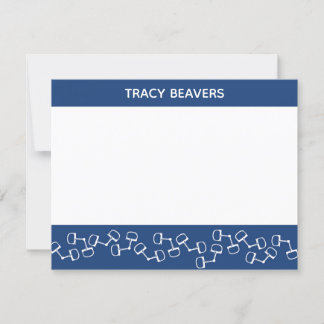 Modern Snaffle Bit Horse Note Card - Navy
