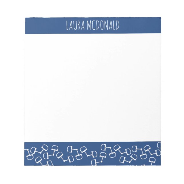 Modern Snaffle Bit Horse Notepad - Navy (Front)