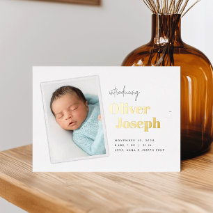 Modern Snapshot Foil Birth Announcement