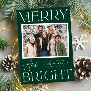 Modern Snapshot Merry and Bright Photo Holiday Card