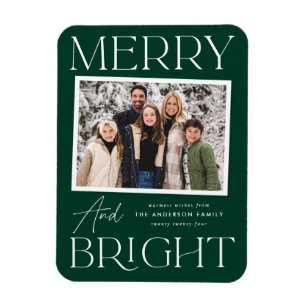 Modern Snapshot Merry and Bright Photo Magnet