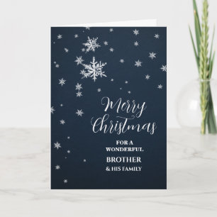 Modern Snow Brother & Family Merry Christmas Card