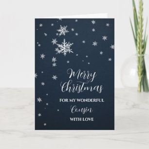 Modern Snow Cousin Merry Christmas Card
