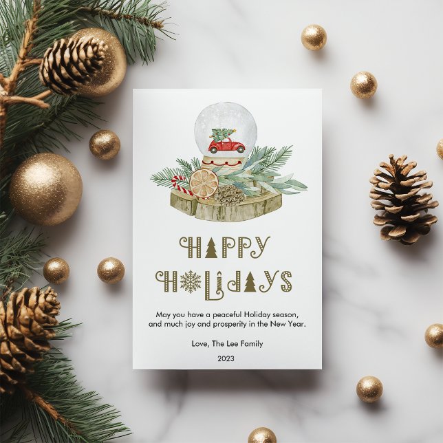 Modern Snow Globe Flat Holiday Card (Creator Uploaded)