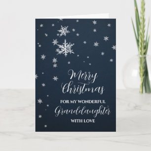 Modern Snow Granddaughter Merry Christmas Card