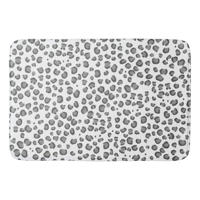 Modern Snow Leopard Animal Print Pattern Bath Mat (Front)