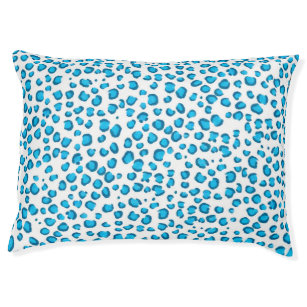 Modern Snow Leopard Animal Print Pattern Blue Pet Bed