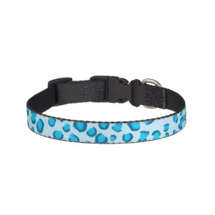 Modern Snow Leopard Animal Print Pattern Blue Pet Collar