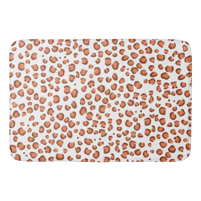 Modern Snow Leopard Animal Print Pattern Red Bath Mat (Front)