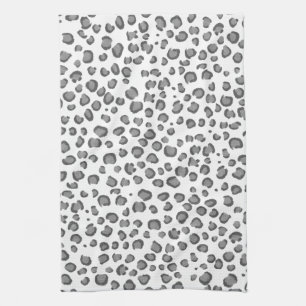 Modern Snow Leopard Pattern Animal Print Tea Towel