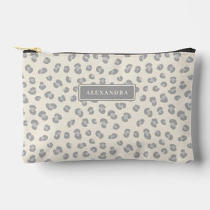 Modern Snow Leopard Personalised Accessory Pouch