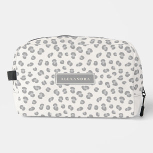 Modern Snow Leopard Personalised Dopp Kit