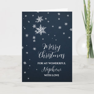 Modern Snow Nephew Merry Christmas Card