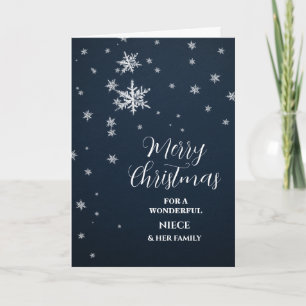Modern Snow Niece & Family Merry Christmas Card