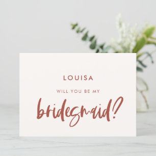 Modern snow pink Bridesmaid proposal card