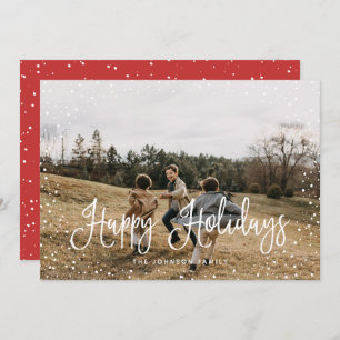 Modern Snow Script 2 Photo Holiday Card