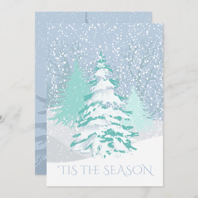 Modern Snow Tree CHANGE COLOR Christmas Invitation (Front/Back)