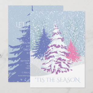 Modern Snow Tree CHANGE COLOR Christmas Invitation