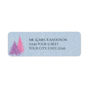 Modern Snow Tree CHANGE COLOR Christmas Return Address Label