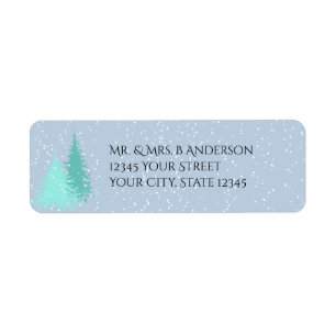 Modern Snow Tree CHANGE COLOR Christmas Return Address Label