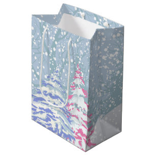 Modern Snow Tree CHANGE COLOR Medium Gift Bag