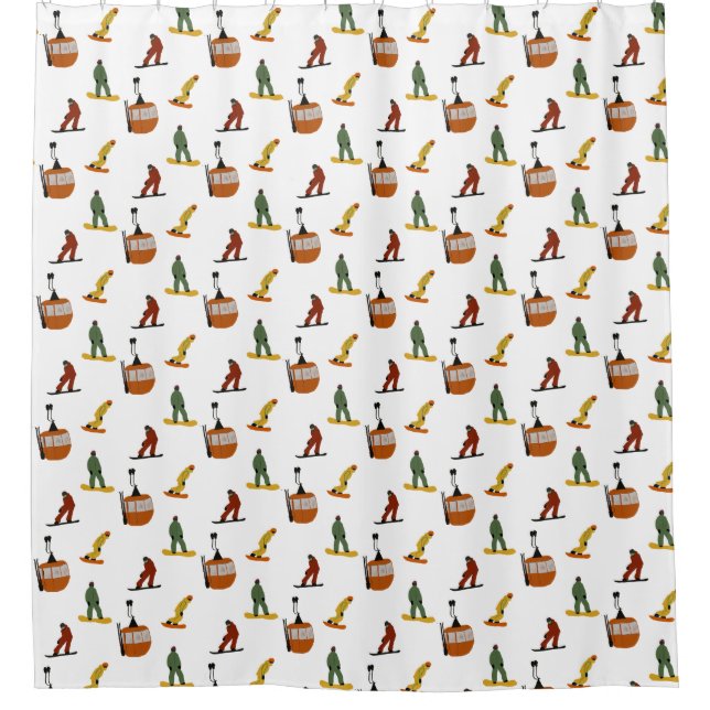 Modern Snowboard Snowboarding  Shower Curtain (Front)