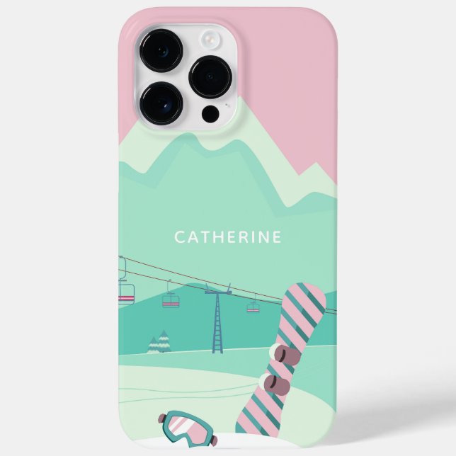 Modern Snowboard Winter Ski Slopes Personalised Case-Mate iPhone Case (Back)