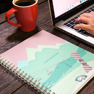 Modern Snowboard Winter Ski Slopes Personalised Notebook