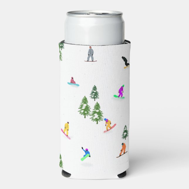 Modern Snowboarders Snowboarding Illustration  Seltzer Can Cooler (Seltzer Front)