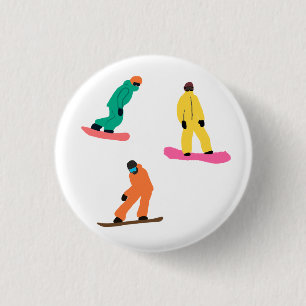 Modern Snowboarders Winter Illustration   3 Cm Round Badge
