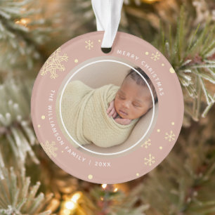 Modern Snowflake 2 Photos Ornament