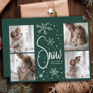 Modern Snowflake 4 Family Pictures Christmas 2023 Holiday Card