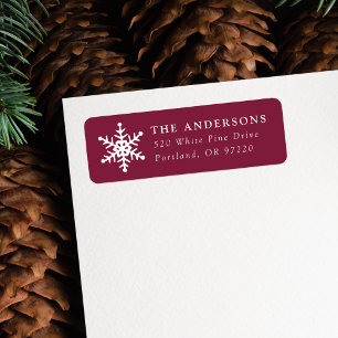 Modern Snowflake Berry Holiday Return Address Label