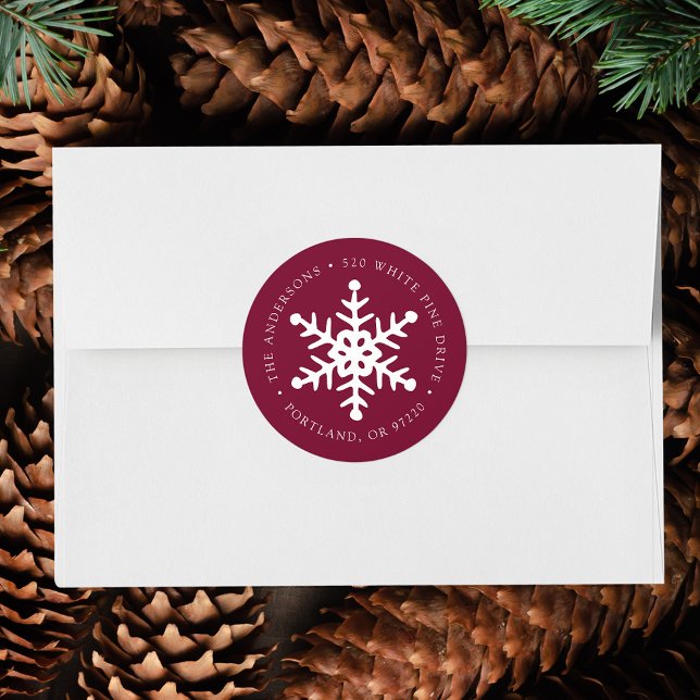 Modern Snowflake Berry Return Address Label (Creator Uploaded)