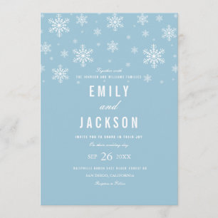 Modern Snowflake Blue Wedding Invitation