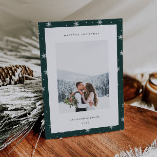Modern Snowflake Border Photo Holiday Card