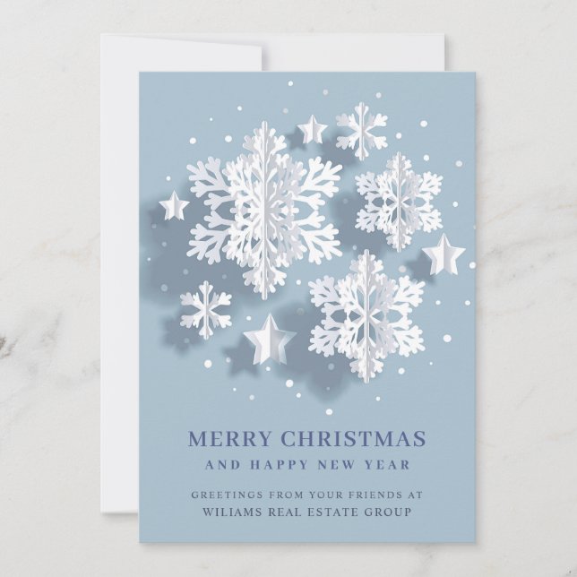 Modern Snowflake Christmas Corporate Greeting Holiday Card (Front)