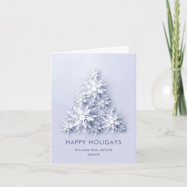 Modern Snowflake Christmas Corporate Greeting Holiday Card (Front)