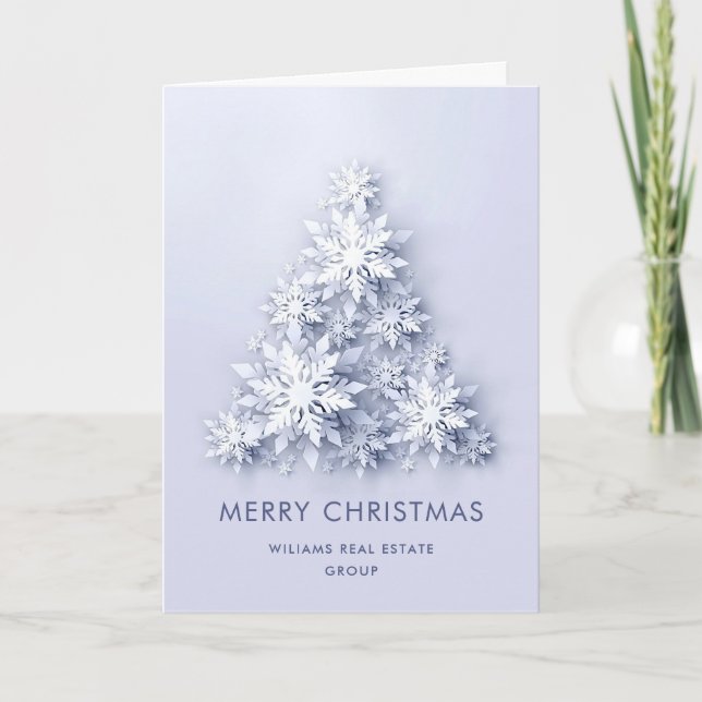 Modern Snowflake Christmas Corporate Greeting Holiday Card (Front)