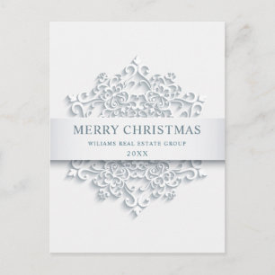 Modern Snowflake Christmas Corporate Greeting Postcard