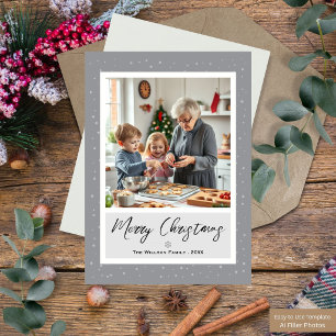 Modern Snowflake Christmas Photo  Holiday Card