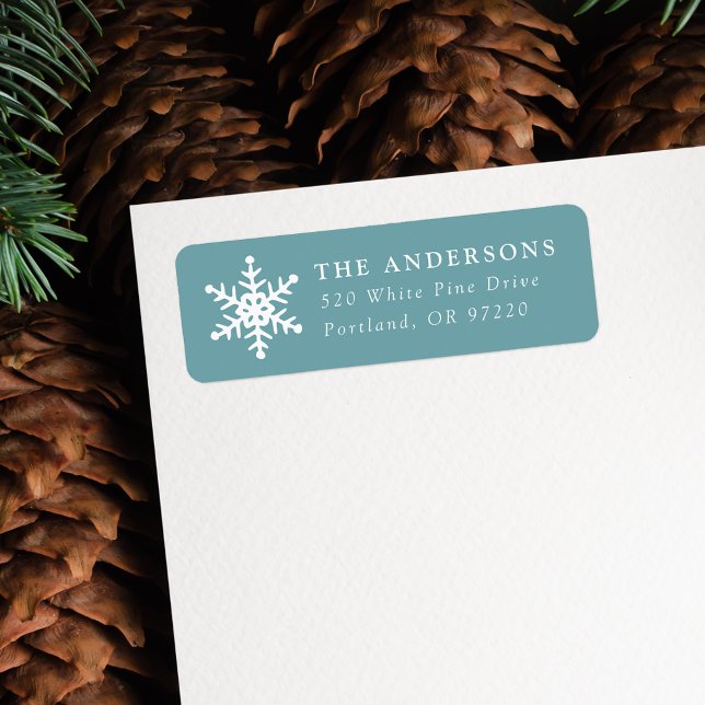 Modern Snowflake Frost Holiday Return Address Label (Creator Uploaded)