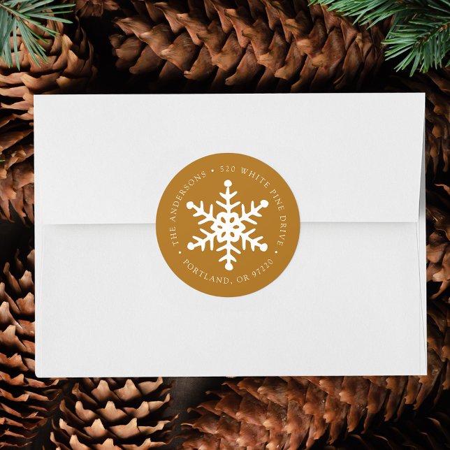Modern Snowflake Gold Return Address Label (Creator Uploaded)