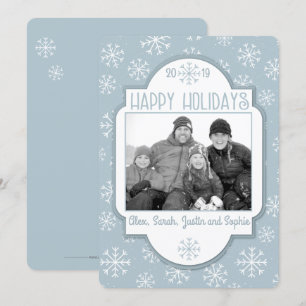 Modern Snowflake Happy Holidays Photo Holiday Card